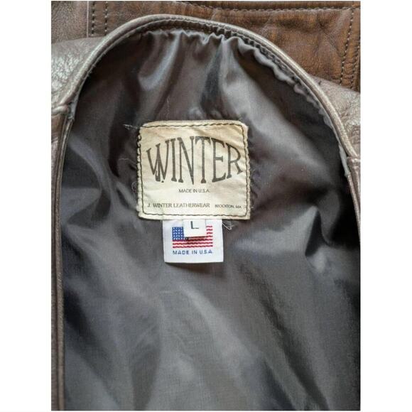 J Winter Leather Biker Vest Large Brown Western Yoke Lace Up Buffalo Snaps USA - Picture 11 of 12